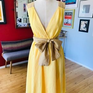 Deep V Neck Dress with Waist Wrap